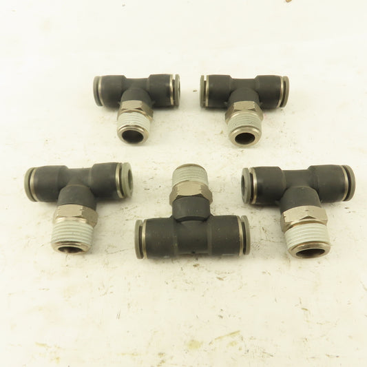 Push to Connect Branch Tee 3/8" Tube x 3/8" NPT Male Lot of 5