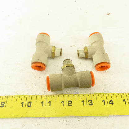 Push to Connect Branch Tee 1/2" Tube x 1/4" NPT Male Lot of 3