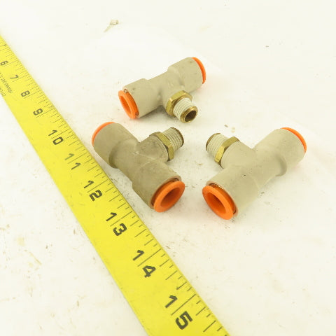 Push to Connect Branch Tee 1/2" Tube x 1/4" NPT Male Lot of 3