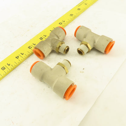 Push to Connect Branch Tee 1/2" Tube x 1/4" NPT Male Lot of 3