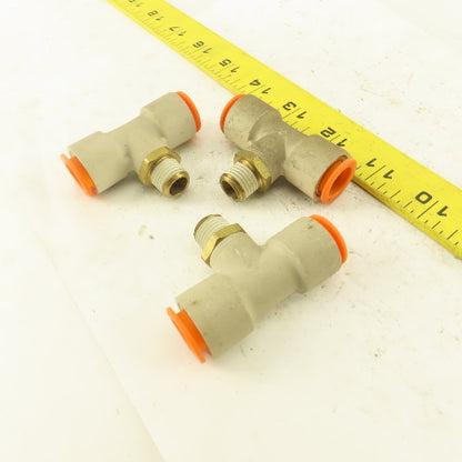 Push to Connect Branch Tee 1/2" Tube x 1/4" NPT Male Lot of 3