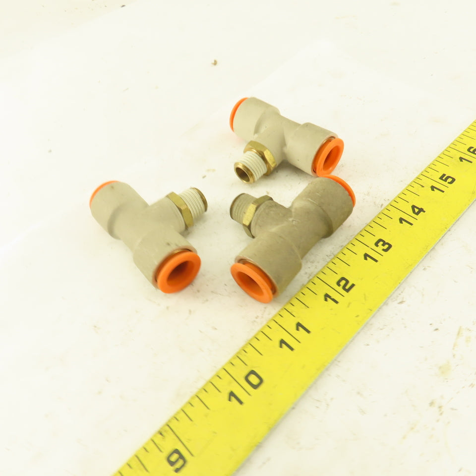 Push to Connect Branch Tee 1/2" Tube x 1/4" NPT Male Lot of 3