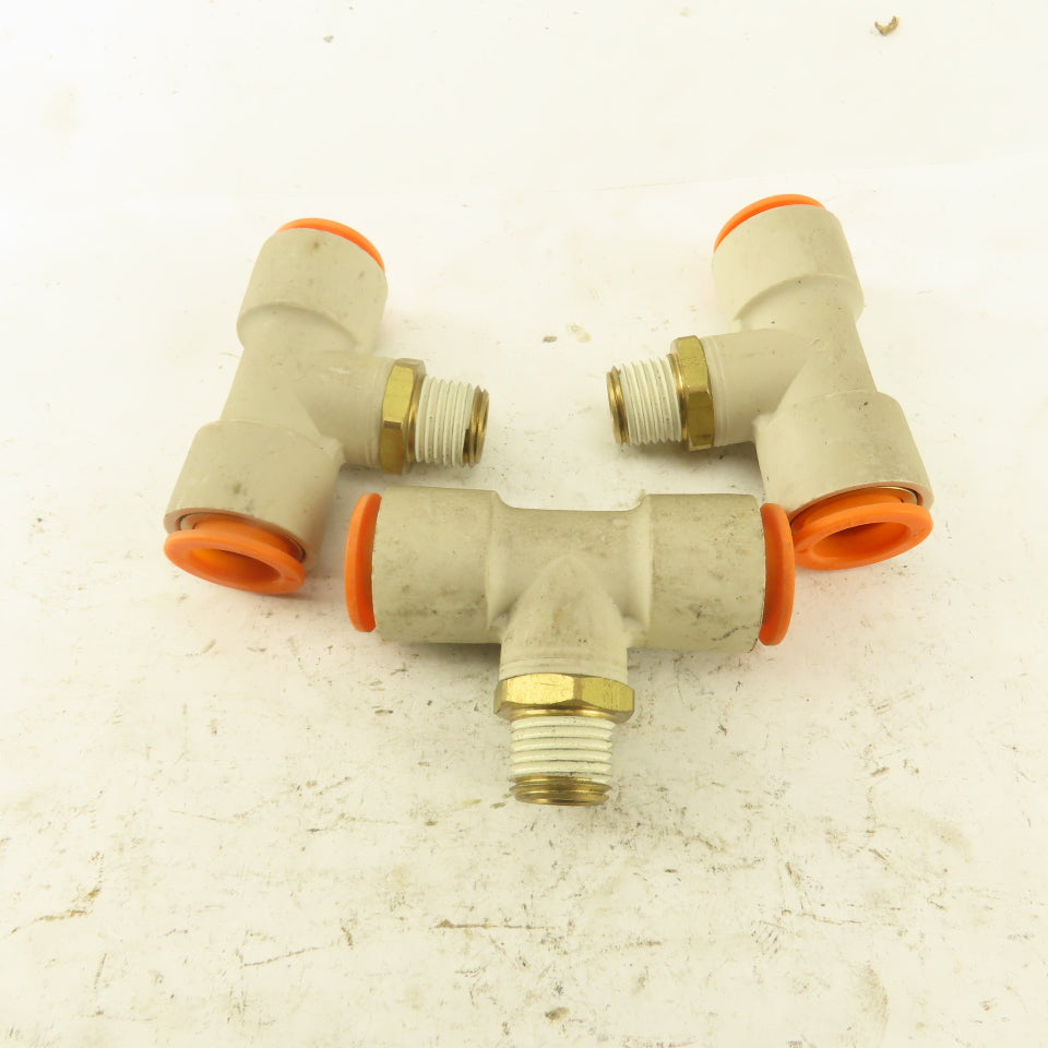 Push to Connect Branch Tee 1/2" Tube x 1/4" NPT Male Lot of 3