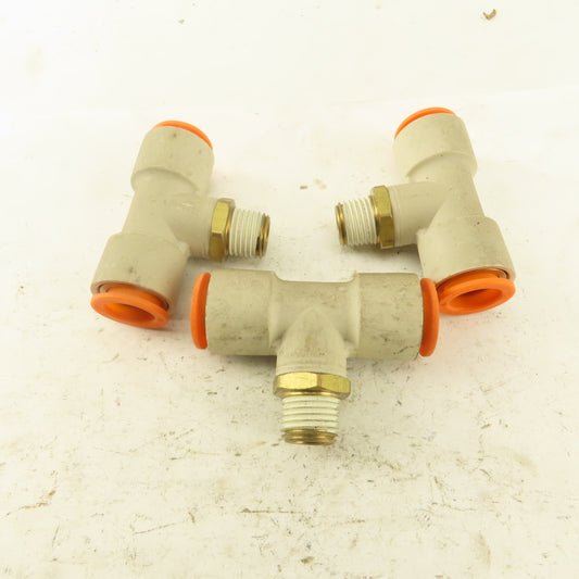 Push to Connect Branch Tee 1/2" Tube x 1/4" NPT Male Lot of 3