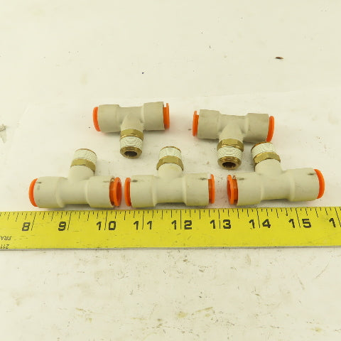 Push to Connect Branch Tee 1/2" Tube x 3/8" NPT Male Lot of 5