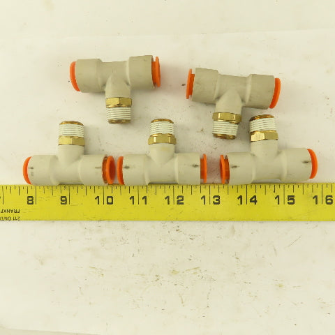 Push to Connect Branch Tee 1/2" Tube x 3/8" NPT Male Lot of 5