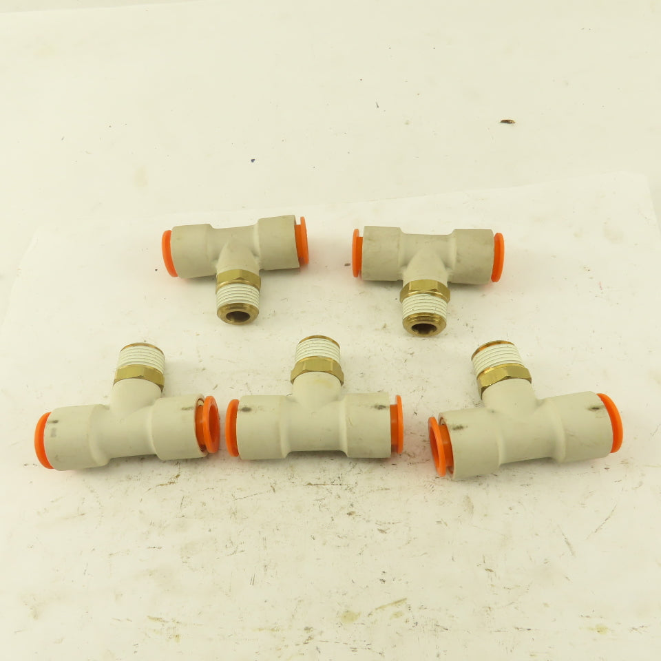 Push to Connect Branch Tee 1/2" Tube x 3/8" NPT Male Lot of 5