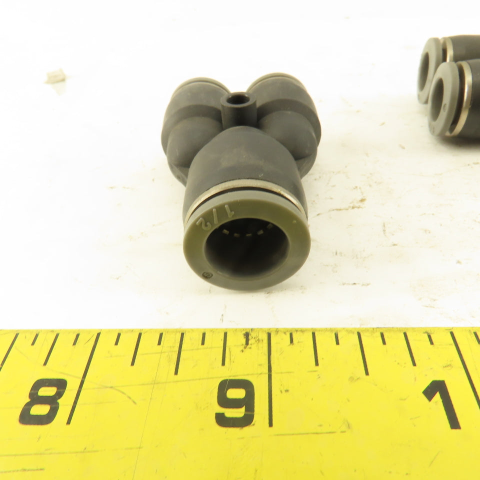 1/2" x 3/8 Tube Push To Connect "Y" Connector Lot Of 4
