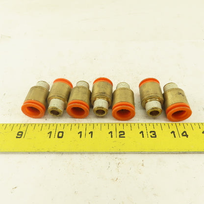 1/2" Tube  x 1/4" NPT Push To Connect Brass Straight Connector Lot of 7