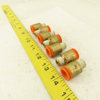 1/2" Tube  x 1/4" NPT Push To Connect Brass Straight Connector Lot of 7