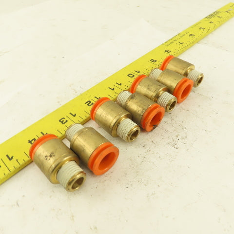 1/2" Tube  x 1/4" NPT Push To Connect Brass Straight Connector Lot of 7
