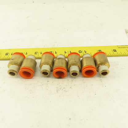 1/2" Tube  x 1/4" NPT Push To Connect Brass Straight Connector Lot of 7