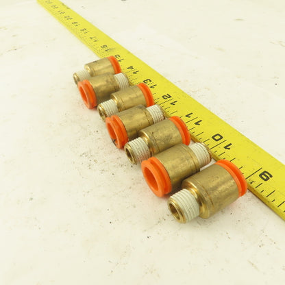 1/2" Tube  x 1/4" NPT Push To Connect Brass Straight Connector Lot of 7