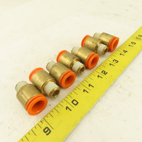 1/2" Tube  x 1/4" NPT Push To Connect Brass Straight Connector Lot of 7