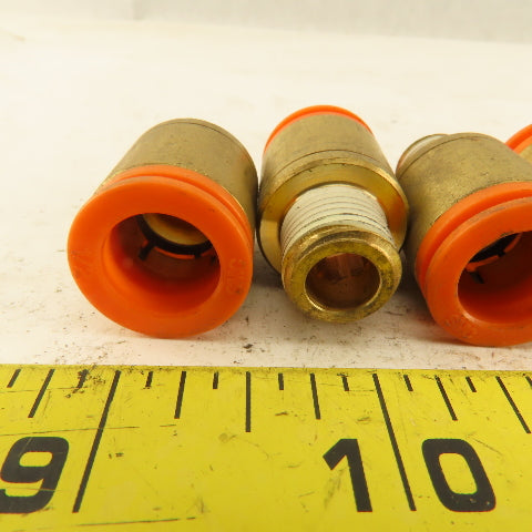 1/2" Tube  x 1/4" NPT Push To Connect Brass Straight Connector Lot of 7