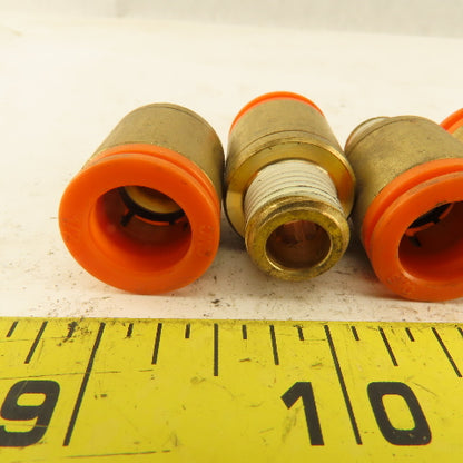 1/2" Tube  x 1/4" NPT Push To Connect Brass Straight Connector Lot of 7