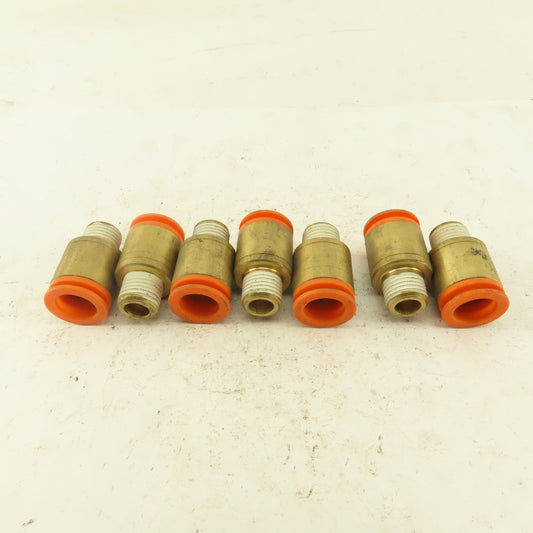 1/2" Tube  x 1/4" NPT Push To Connect Brass Straight Connector Lot of 7