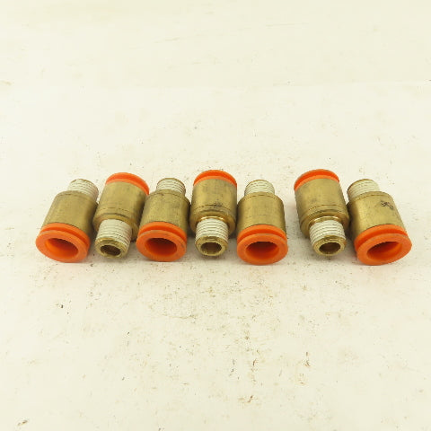 1/2" Tube  x 1/4" NPT Push To Connect Brass Straight Connector Lot of 7