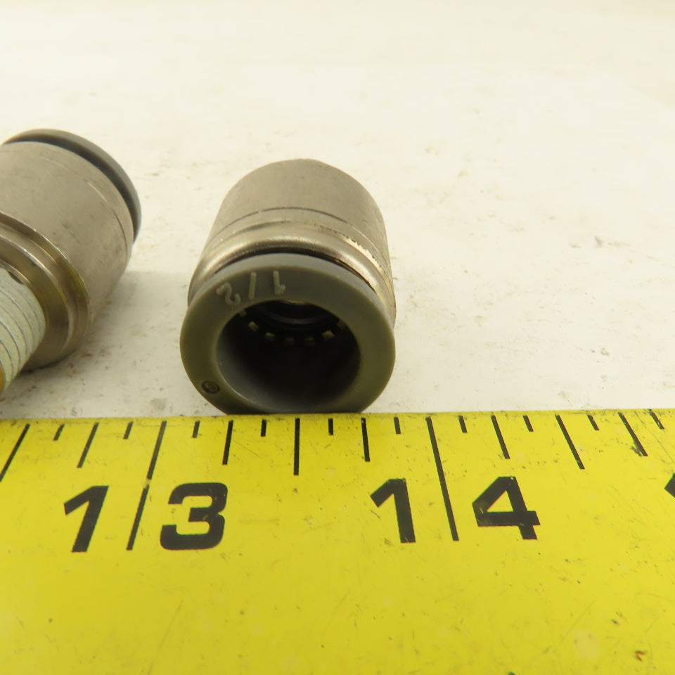 1/2" Tube Push To Connect x 1/4" NPT Male Straight Connector Lot of 4