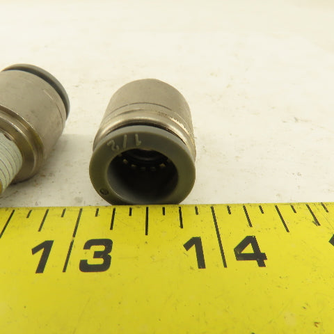 1/2" Tube Push To Connect x 1/4" NPT Male Straight Connector Lot of 4