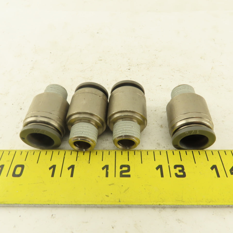 1/2" Tube Push To Connect x 1/4" NPT Male Straight Connector Lot of 4