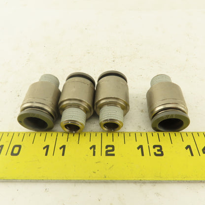 1/2" Tube Push To Connect x 1/4" NPT Male Straight Connector Lot of 4