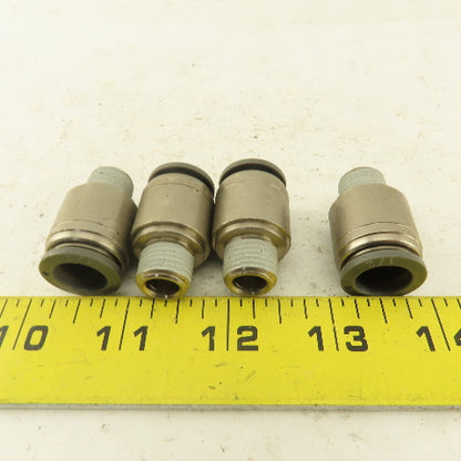 1/2" Tube Push To Connect x 1/4" NPT Male Straight Connector Lot of 4