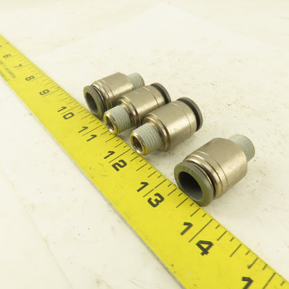 1/2" Tube Push To Connect x 1/4" NPT Male Straight Connector Lot of 4