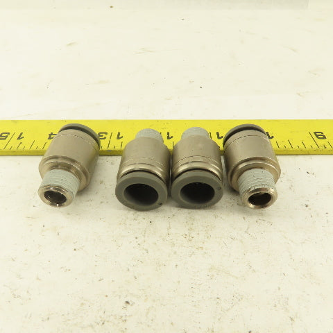 1/2" Tube Push To Connect x 1/4" NPT Male Straight Connector Lot of 4