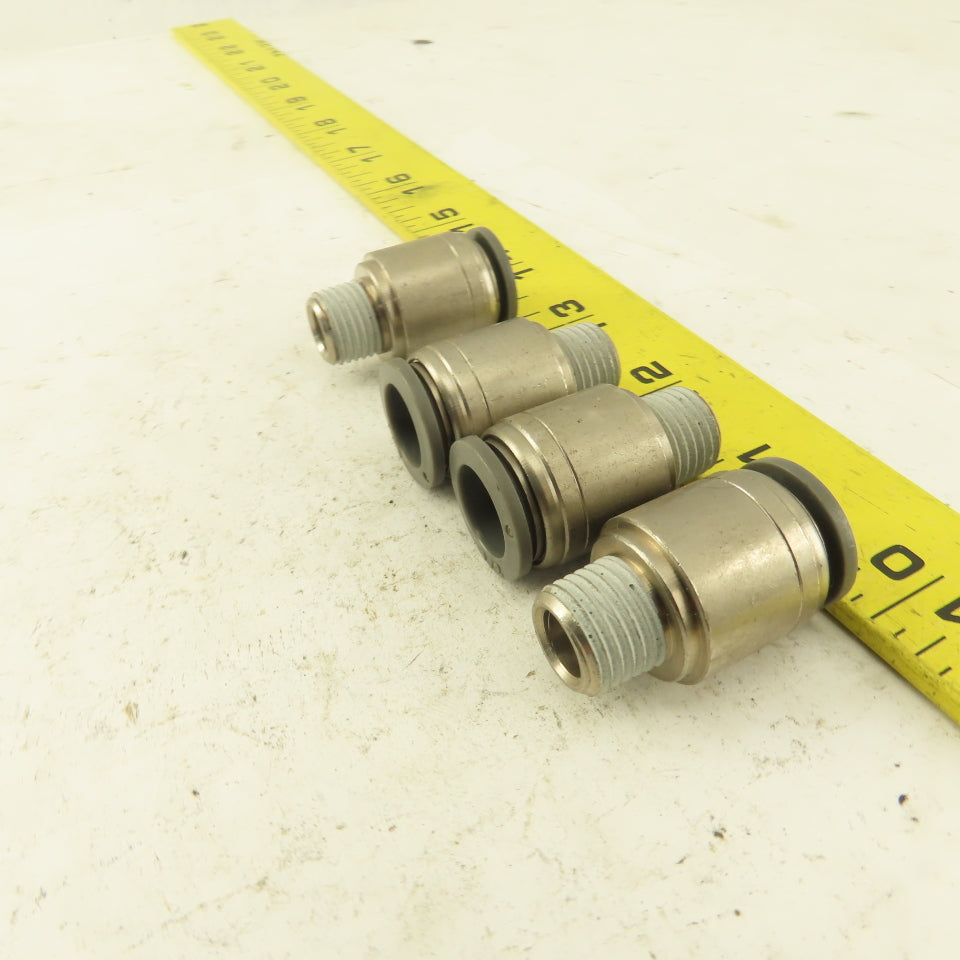 1/2" Tube Push To Connect x 1/4" NPT Male Straight Connector Lot of 4