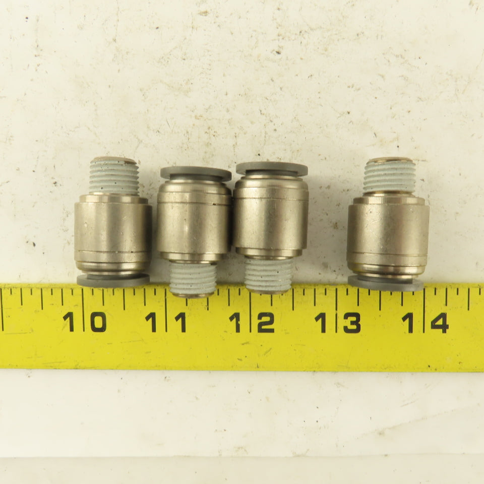 1/2" Tube Push To Connect x 1/4" NPT Male Straight Connector Lot of 4
