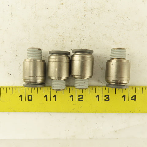 1/2" Tube Push To Connect x 1/4" NPT Male Straight Connector Lot of 4