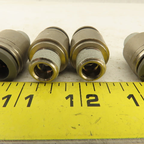 1/2" Tube Push To Connect x 1/4" NPT Male Straight Connector Lot of 4