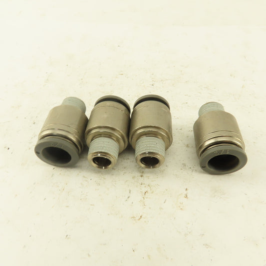 1/2" Tube Push To Connect x 1/4" NPT Male Straight Connector Lot of 4