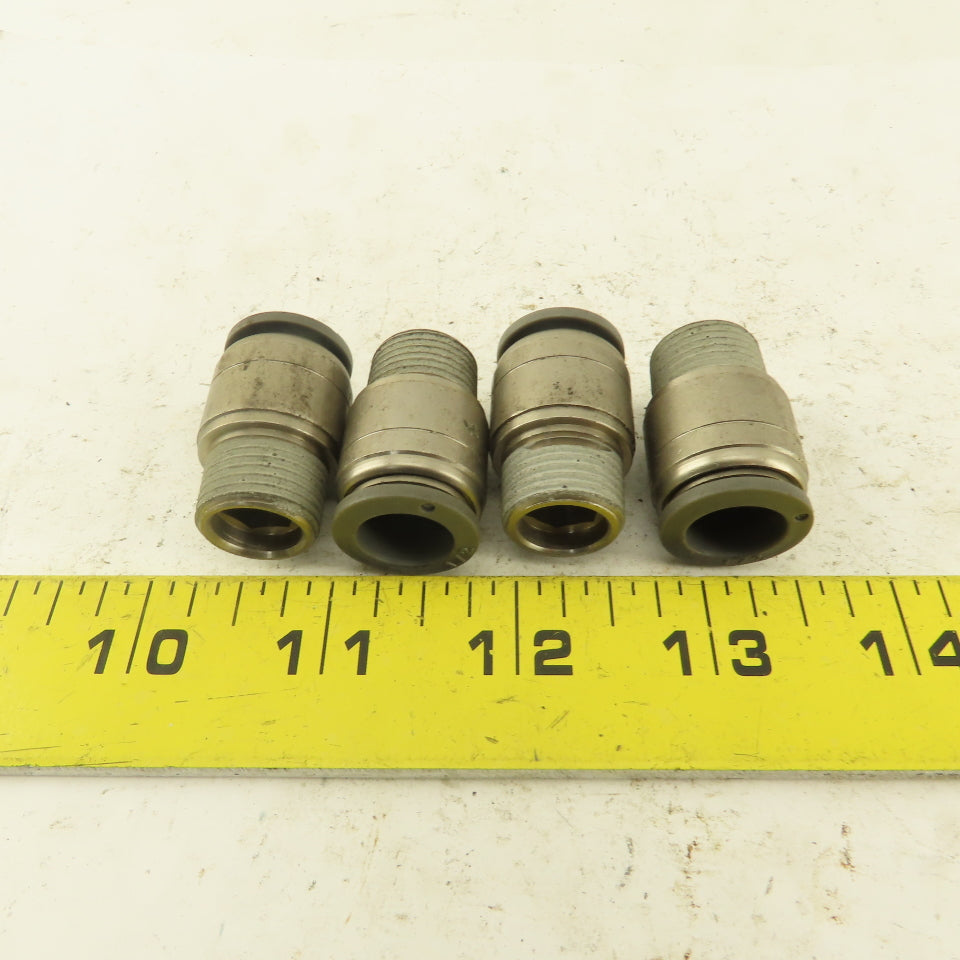 1/2" Tube Push To Connect x 3/8" NPT Male Straight Connector Lot of 4