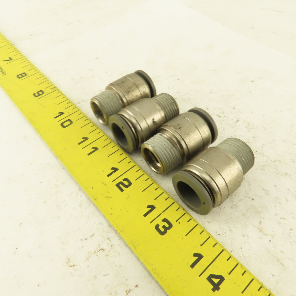 1/2" Tube Push To Connect x 3/8" NPT Male Straight Connector Lot of 4