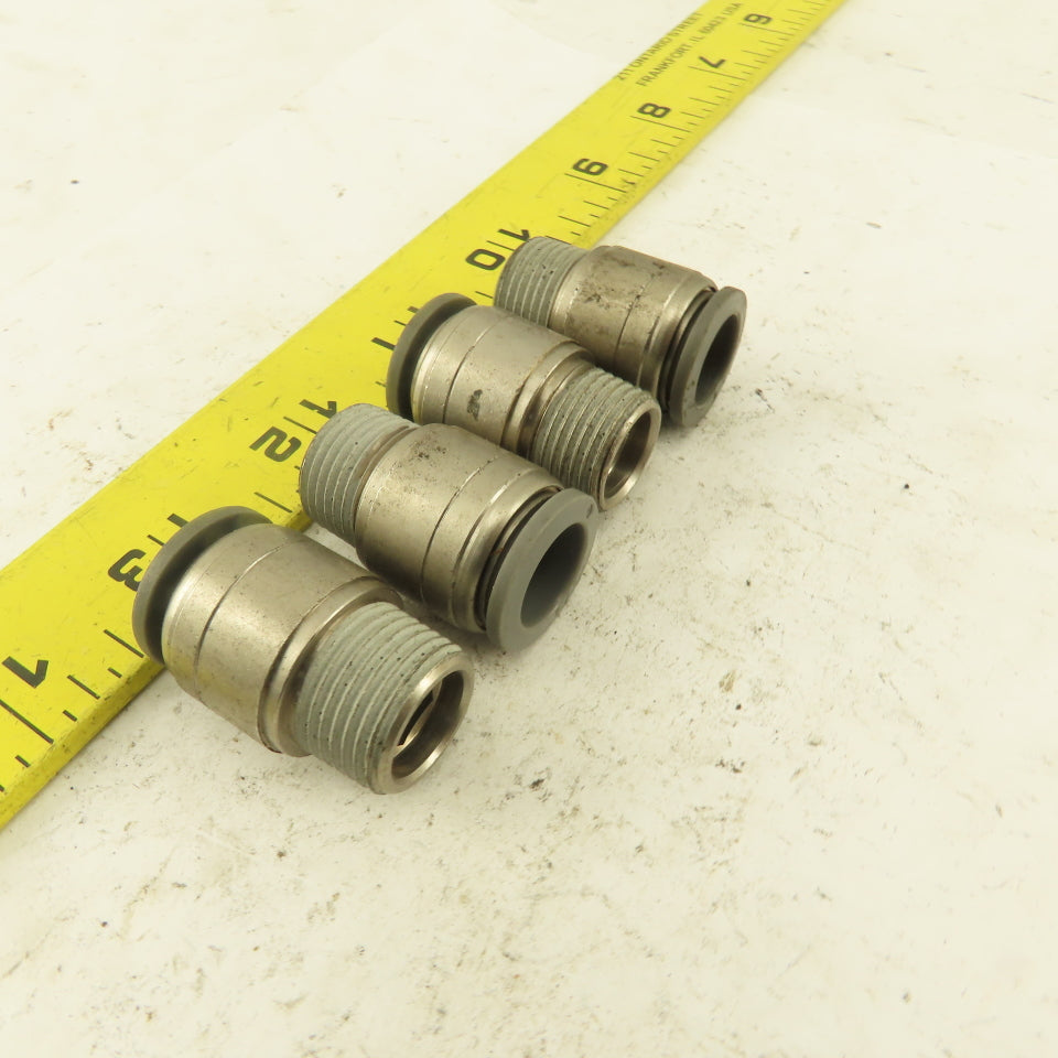 1/2" Tube Push To Connect x 3/8" NPT Male Straight Connector Lot of 4