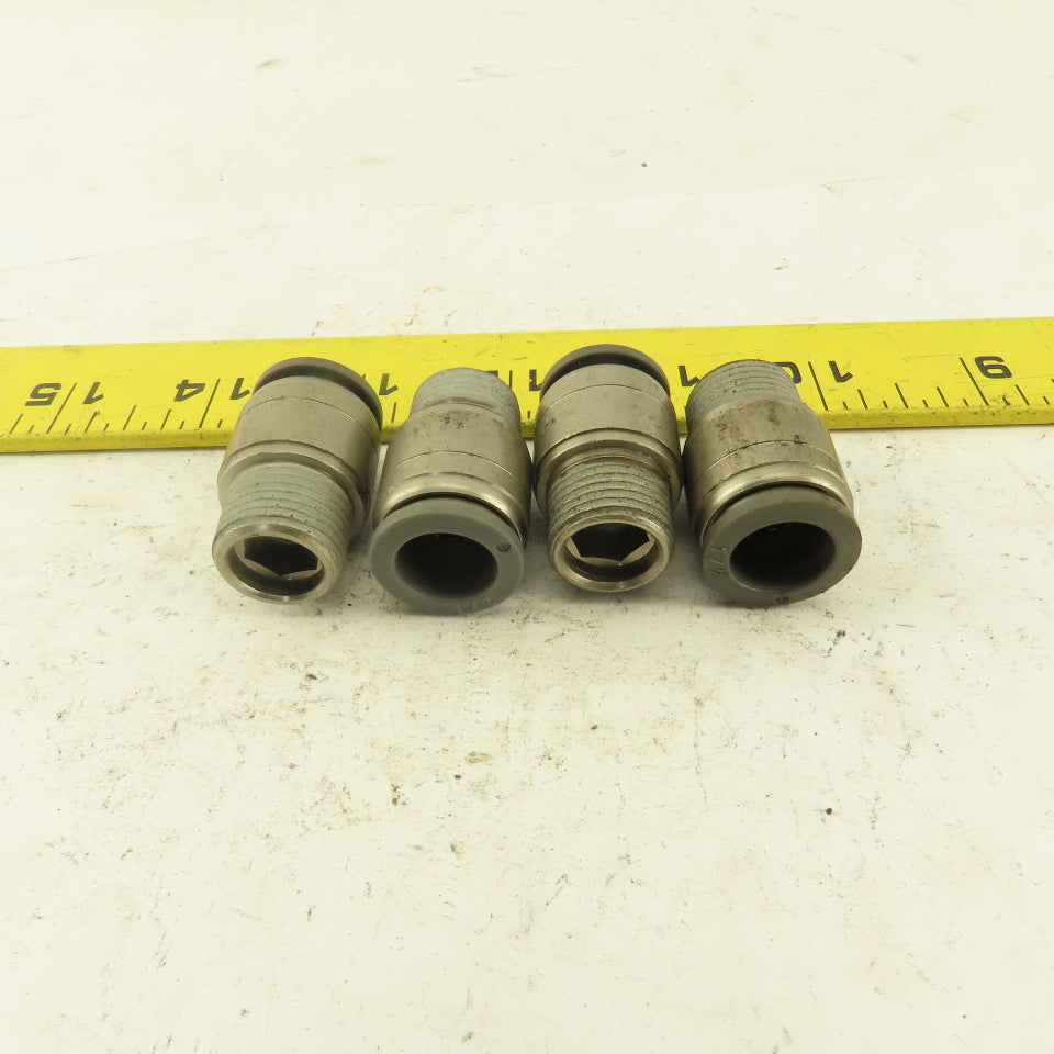 1/2" Tube Push To Connect x 3/8" NPT Male Straight Connector Lot of 4