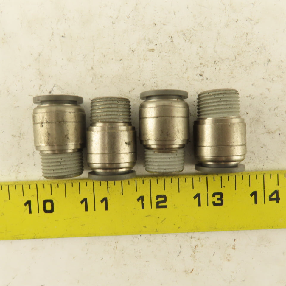 1/2" Tube Push To Connect x 3/8" NPT Male Straight Connector Lot of 4