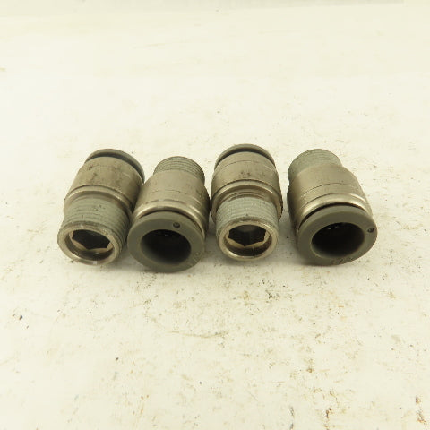 1/2" Tube Push To Connect x 3/8" NPT Male Straight Connector Lot of 4