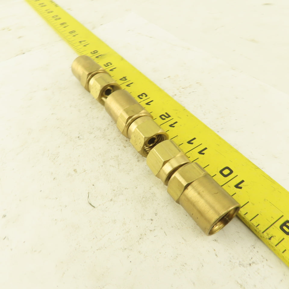Lenz Brass Acetylene Hose Fitting 9/16-18 Female RH 5/16 ID 5/8 OD Hose Lot of 3
