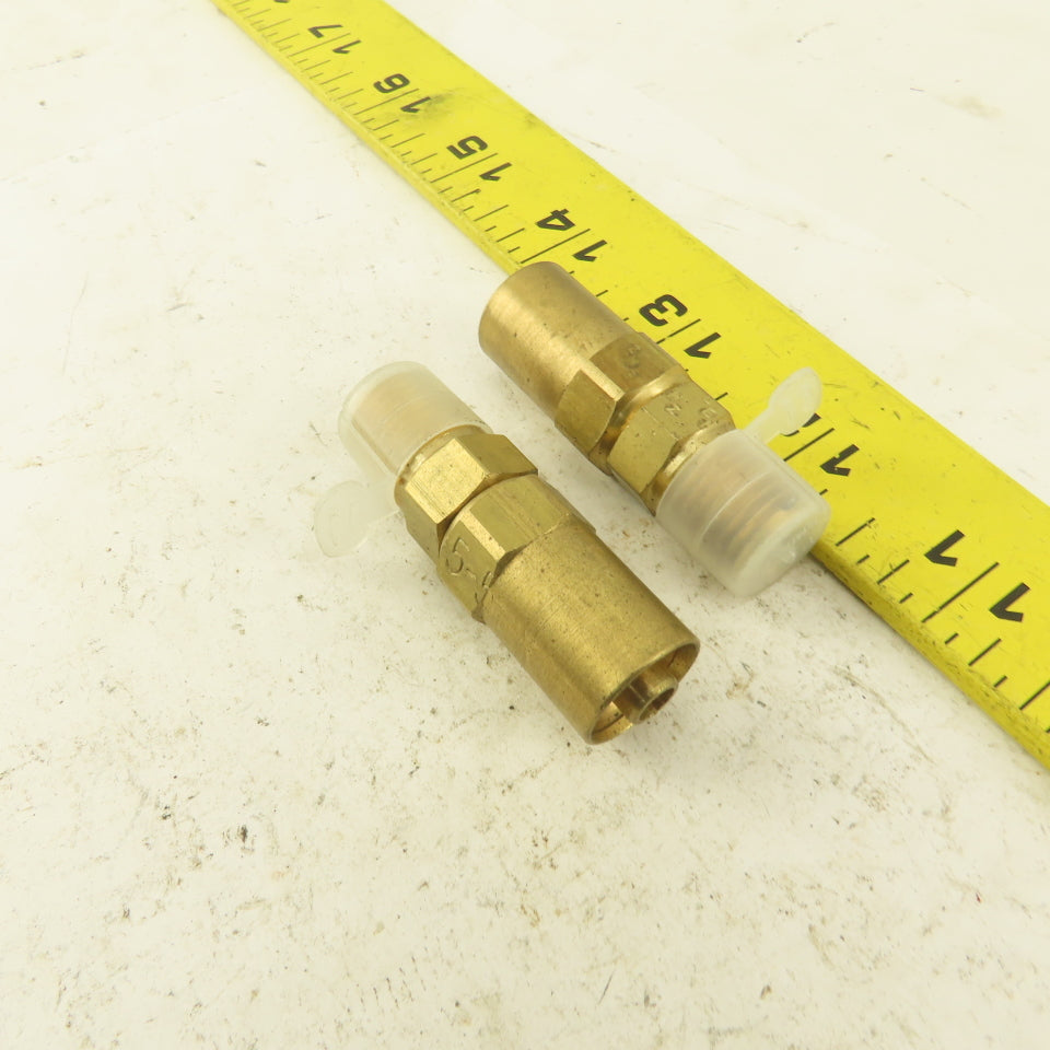 Lenz Brass Oxygen Hose Fitting 9/16-18 Male RH 1/4 ID 1/2" OD Hose Lot of 2
