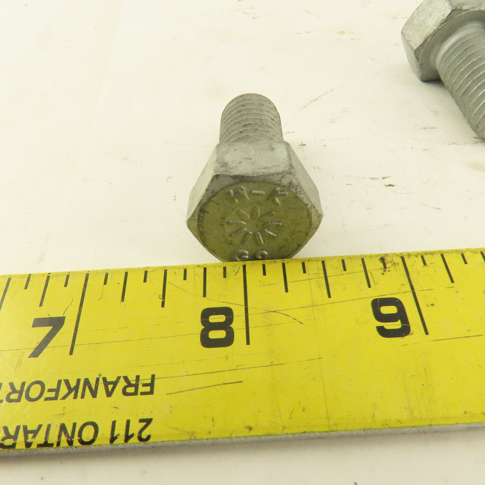 1/2"-13 x 1" Grade 9 Hex Head Bolt Zinc Plated Lot Of 10