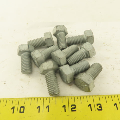 1/2"-13 x 1" Grade 9 Hex Head Bolt Zinc Plated Lot Of 10