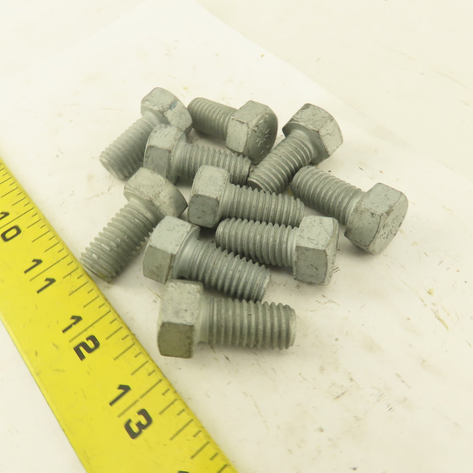 1/2"-13 x 1" Grade 9 Hex Head Bolt Zinc Plated Lot Of 10