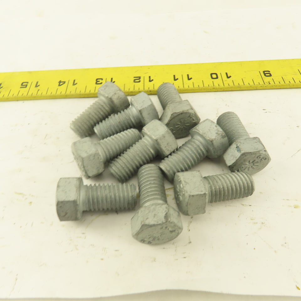 1/2"-13 x 1" Grade 9 Hex Head Bolt Zinc Plated Lot Of 10