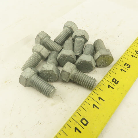 1/2"-13 x 1" Grade 9 Hex Head Bolt Zinc Plated Lot Of 10