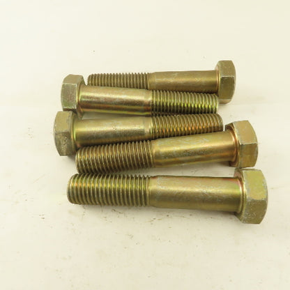7/8"-9 x 4-1/2" Grade 8 Hex Head Bolt Yellow Zinc Plated 2" Thread Lot Of 5