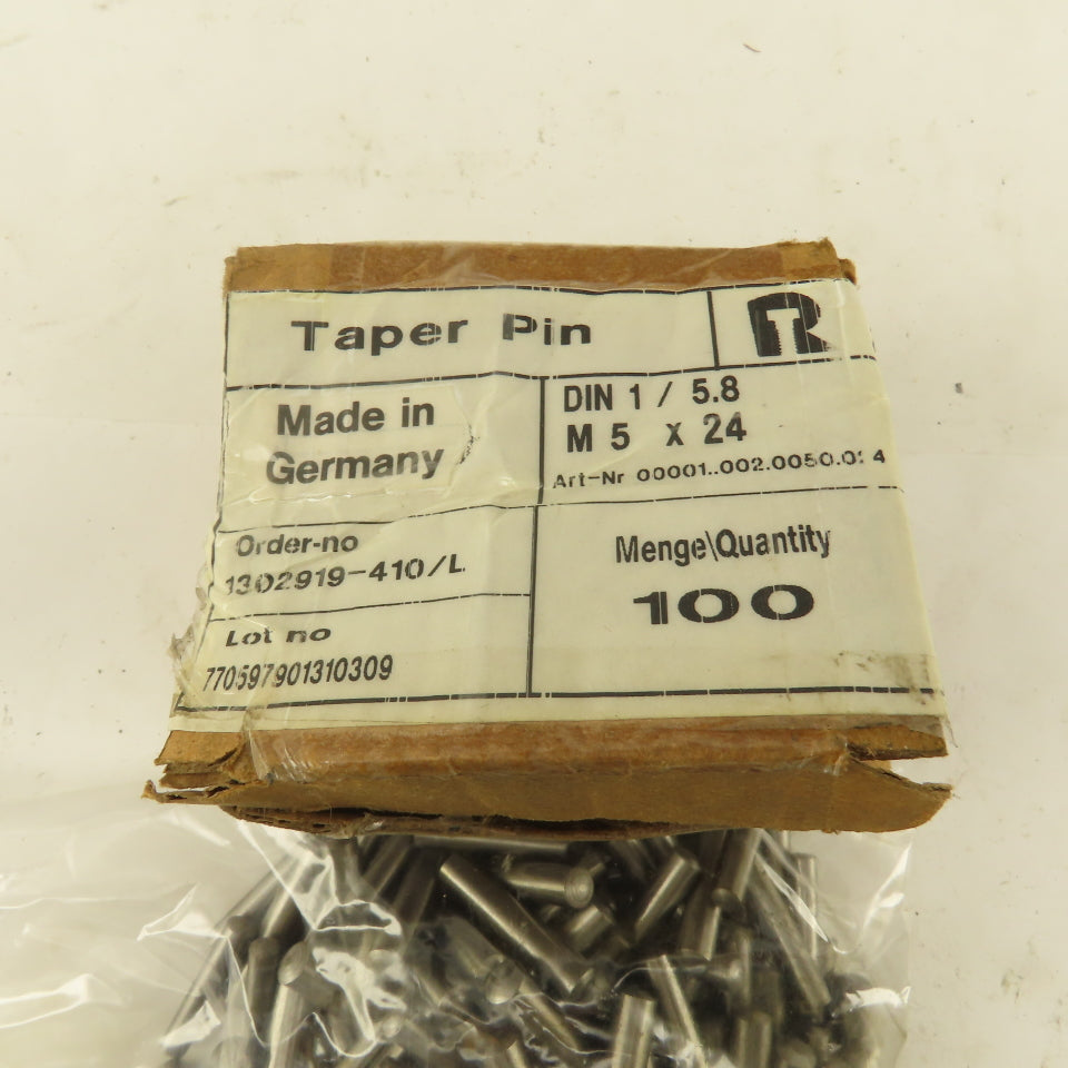 M5x 24mm Metric Steel Taper Pin DIN 1/5.8 Lot Of 100