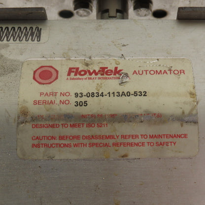 FlowTek 93-0834-113A0-532  1" NPT Ball Valve Actuator W/Pneumatic Positioner